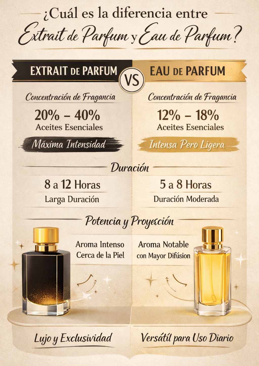 Diferencia entre Extrait de Parfum y Eau de Parfum